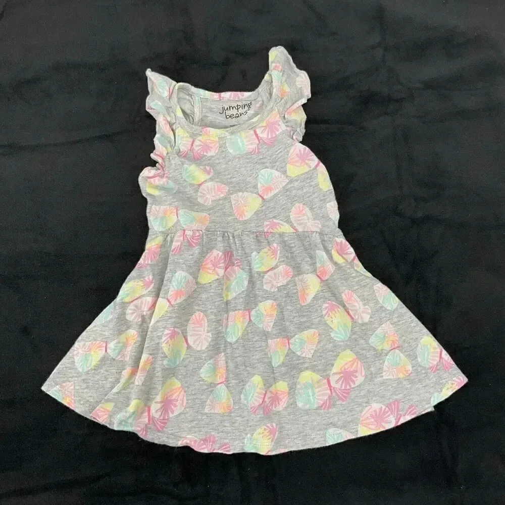 Little Girl's 2T Dresses Flutter Sleeve Eyelet Jumping Beans Wonder Nation Set